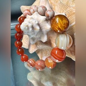 RED ORBITS GUARD NATURAL STONE BRACELET size 7”